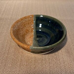 New Handcrafted Pottery Bowl - Brown and Green